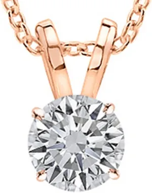 1-8 Carat 14k White Gold 4 Prong Set Round-cut Lab Grown Diamond Solitaire Stud Pendant Necklace (E-F, VS-SI) Jewelry for Women