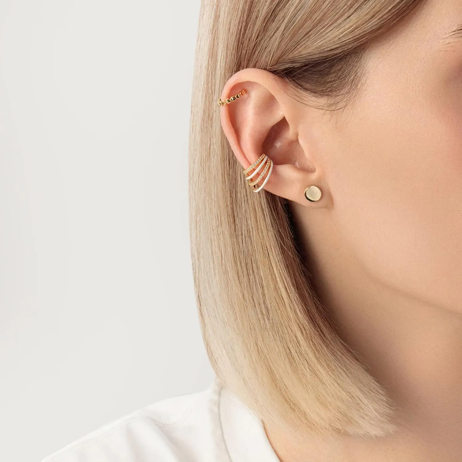 14k Gold Bead Ball Ear Cuff, Tiny Bobble Cartilage Wrap Earring, Midi Cuff for Daily Wear, Dainty Gift for Her.