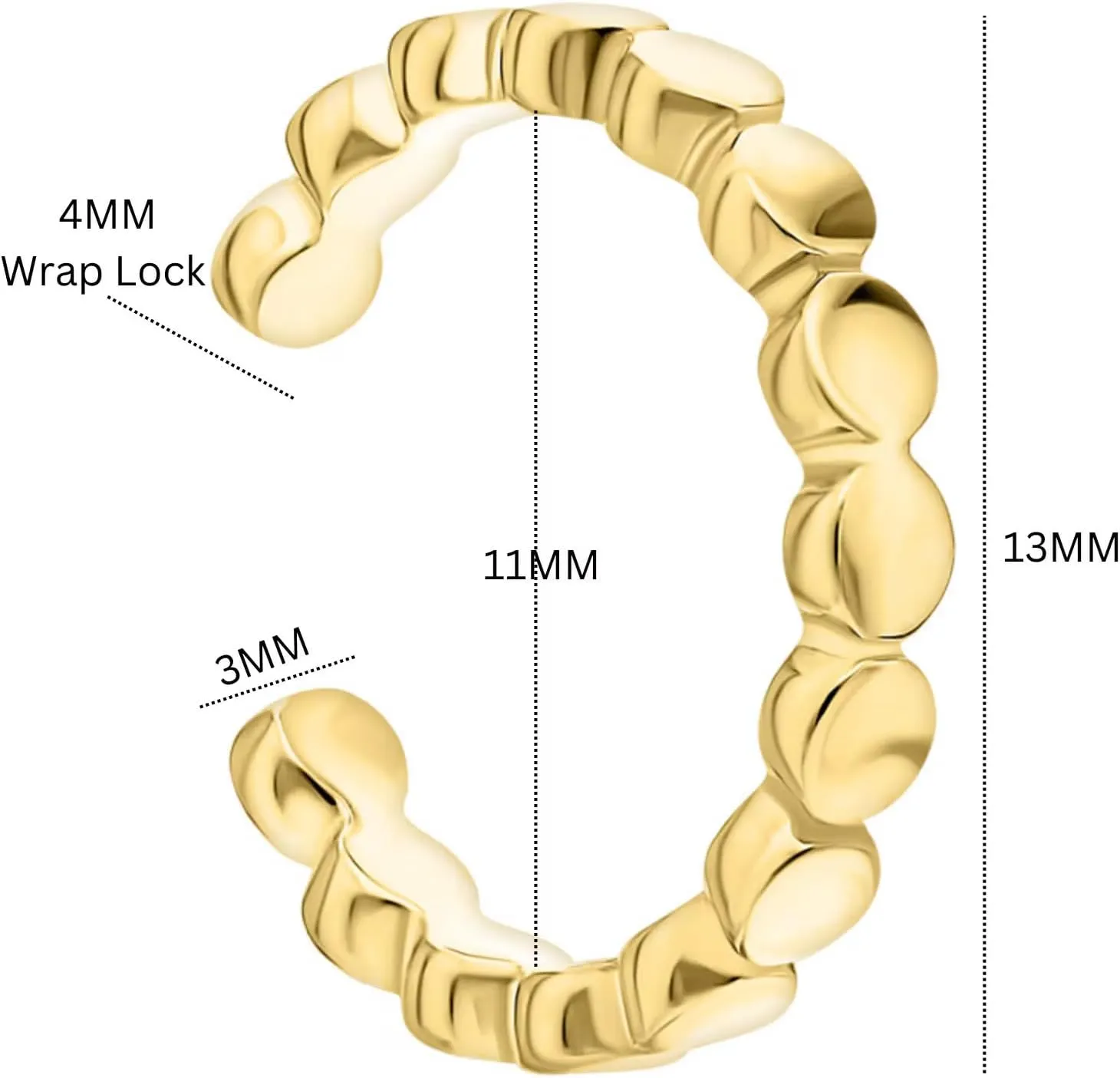 14k Gold Bead Ball Ear Cuff, Tiny Bobble Cartilage Wrap Earring, Midi Cuff for Daily Wear, Dainty Gift for Her.
