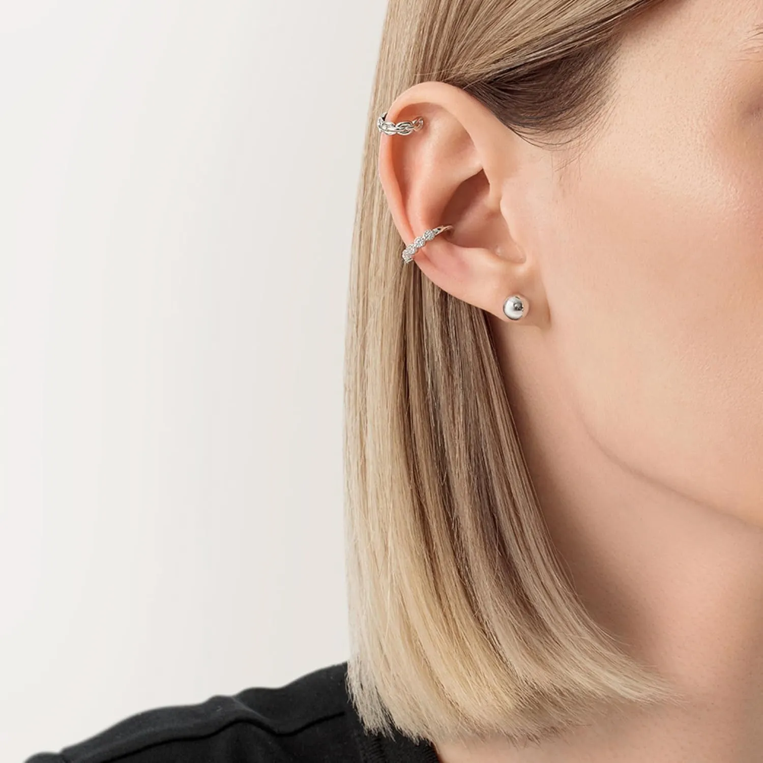 14k Gold Curb Chain Ear Cuff, Cuban Link Cuff Earring, Silver Hollow Link Hoop Earring, Wrap Ear Cuff, Gifts For Women.