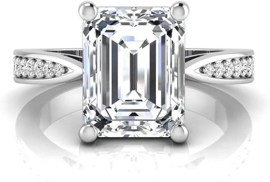 14K Gold IGI Certified 3.15 Carat Emerald Cut Lab Grown Diamond Halo Engagement Ring for Women (3 Ct, F, VS1)