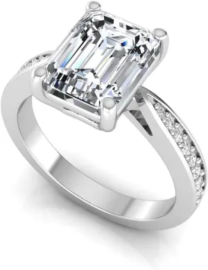 14K Gold IGI Certified 3.15 Carat Emerald Cut Lab Grown Diamond Halo Engagement Ring for Women (3 Ct, F, VS1)