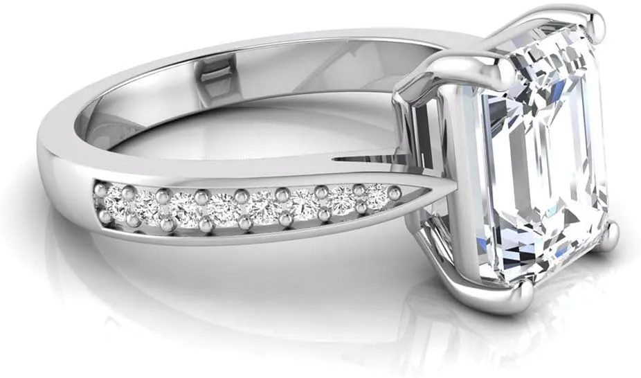 14K Gold IGI Certified 3.15 Carat Emerald Cut Lab Grown Diamond Halo Engagement Ring for Women (3 Ct, F, VS1)