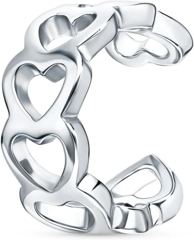 14K Gold Infinity Heart Ear Cuff  Little Heart Link Cuff Earring, Open Shaped Wrap Ear Cuff, Elegant Gift for Women