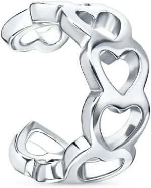 14K Gold Infinity Heart Ear Cuff  Little Heart Link Cuff Earring, Open Shaped Wrap Ear Cuff, Elegant Gift for Women
