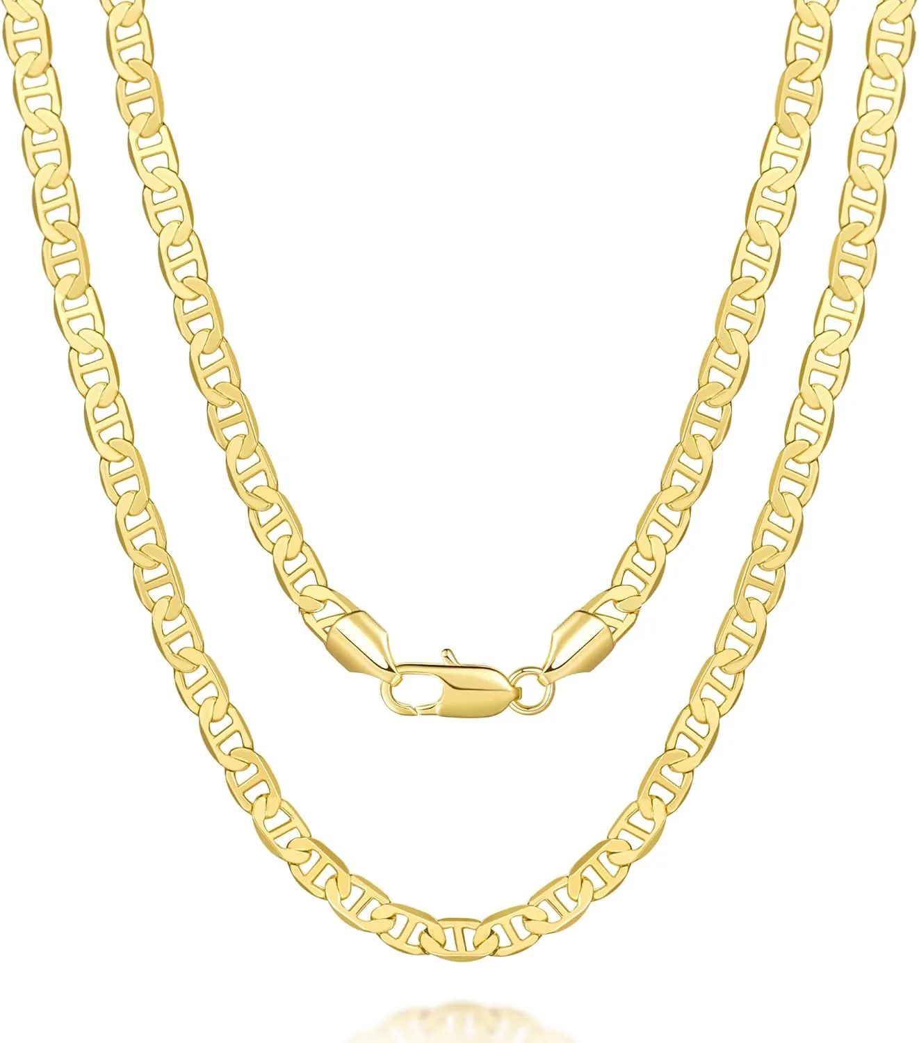 14K Gold Necklace for Women Mariner Link Chain Necklaces for Mens Non Tarnish Gold Chain for Men & Women 16" - 26 "