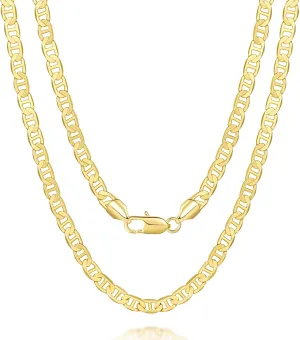 14K Gold Necklace for Women Mariner Link Chain Necklaces for Mens Non Tarnish Gold Chain for Men & Women 16" - 26 "