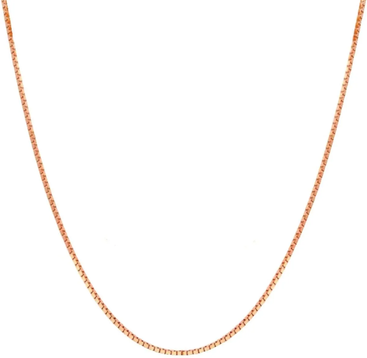 14K Real Solid Yellow or White or Rose Gold 0.7mm 0.9mm 1.1mm 1.3mm Box Chain Necklace with Lobster Clasp for Men and Women