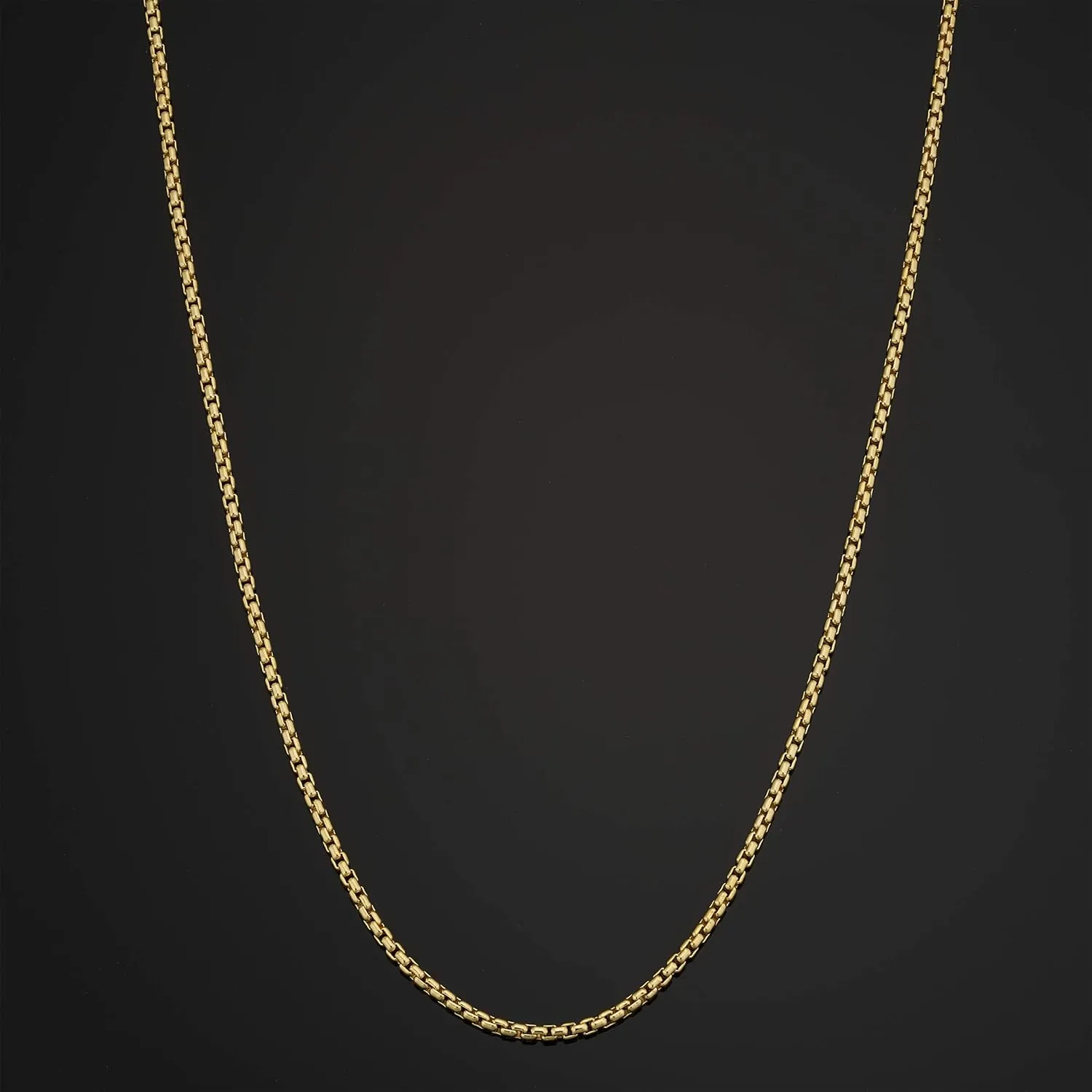 14k Yellow Gold Filled 1.8 mm Round Box Link Chain Necklace for Men And Women (16, 18, 20, 22, 24 or 30 inch)