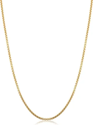 14k Yellow Gold Filled 1.8 mm Round Box Link Chain Necklace for Men And Women (16, 18, 20, 22, 24 or 30 inch)