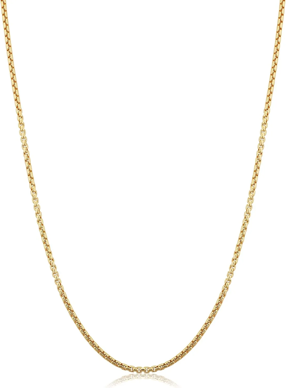 14k Yellow Gold Filled 1.8 mm Round Box Link Chain Necklace for Men And Women (16, 18, 20, 22, 24 or 30 inch)