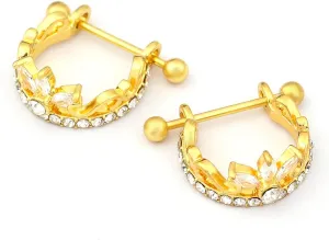 18G Nipple Piercing Jewelry, Surgical Steel Nipple Bars Clicker Nipple Barbell For Women Men 14mm, Gold and Silver, Set of 2 Pieces