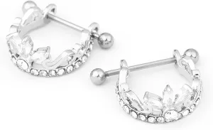 18G Nipple Piercing Jewelry, Surgical Steel Nipple Bars Clicker Nipple Barbell For Women Men 14mm, Gold and Silver, Set of 2 Pieces