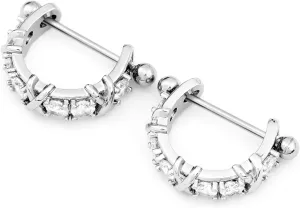 18G Nipple Piercing Jewelry, Surgical Steel Nipple Bars Clicker Nipple Barbell For Women Men 14mm, Gold and Silver, Set of 2 Pieces