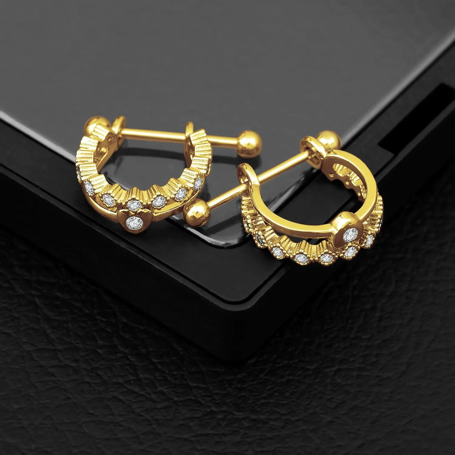 18G Nipple Piercing Jewelry, Surgical Steel Nipple Bars Clicker Nipple Barbell For Women Men 14mm, Gold and Silver, Set of 2 Pieces