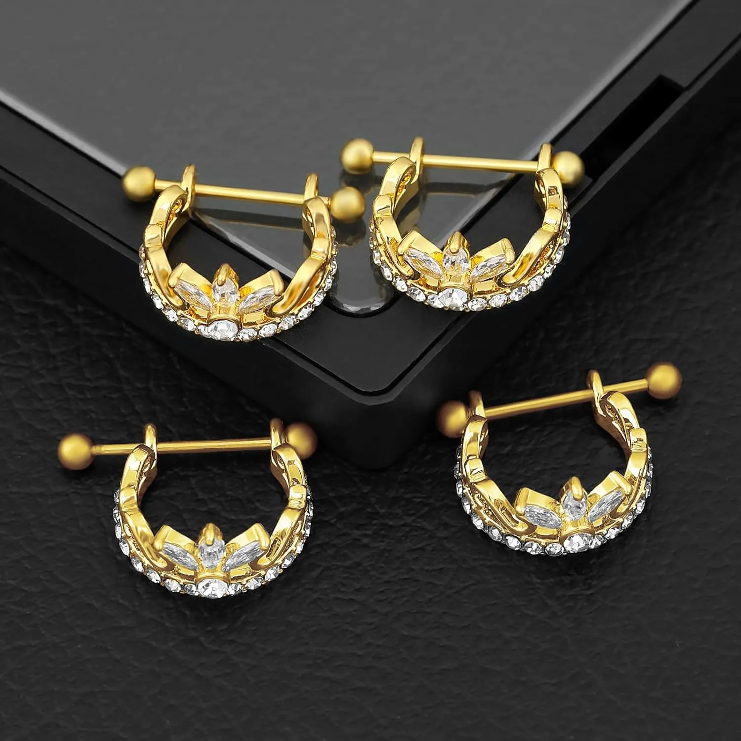 18G Nipple Piercing Jewelry, Surgical Steel Nipple Bars Clicker Nipple Barbell For Women Men 14mm, Gold and Silver, Set of 2 Pieces