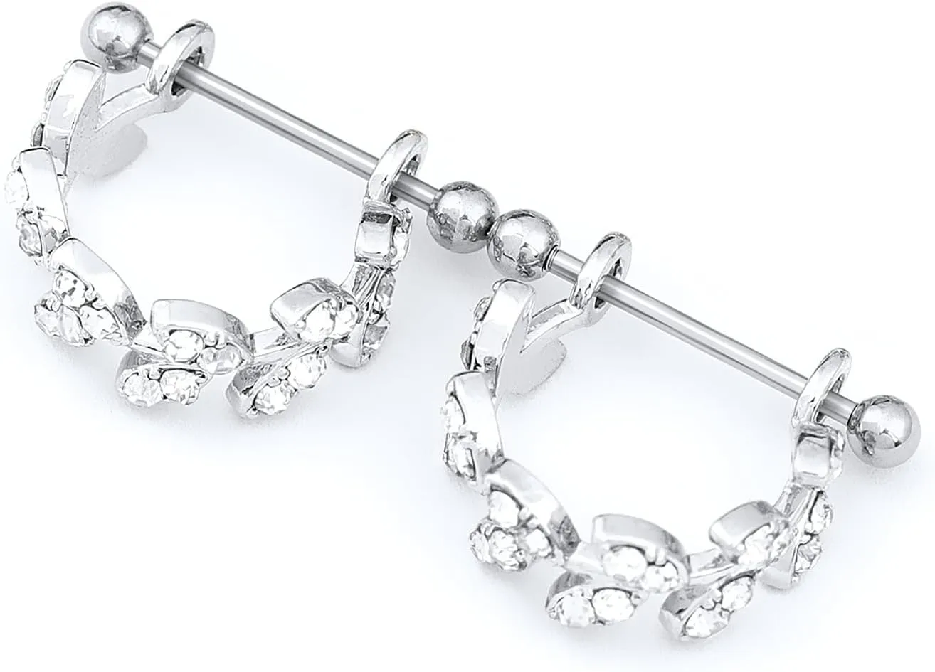 18G Nipple Piercing Jewelry, Surgical Steel Nipple Bars Clicker Nipple Barbell For Women Men 14mm, Gold and Silver, Set of 2 Pieces