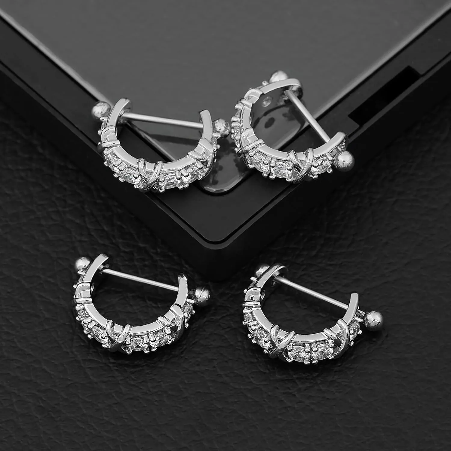 18G Nipple Piercing Jewelry, Surgical Steel Nipple Bars Clicker Nipple Barbell For Women Men 14mm, Gold and Silver, Set of 2 Pieces