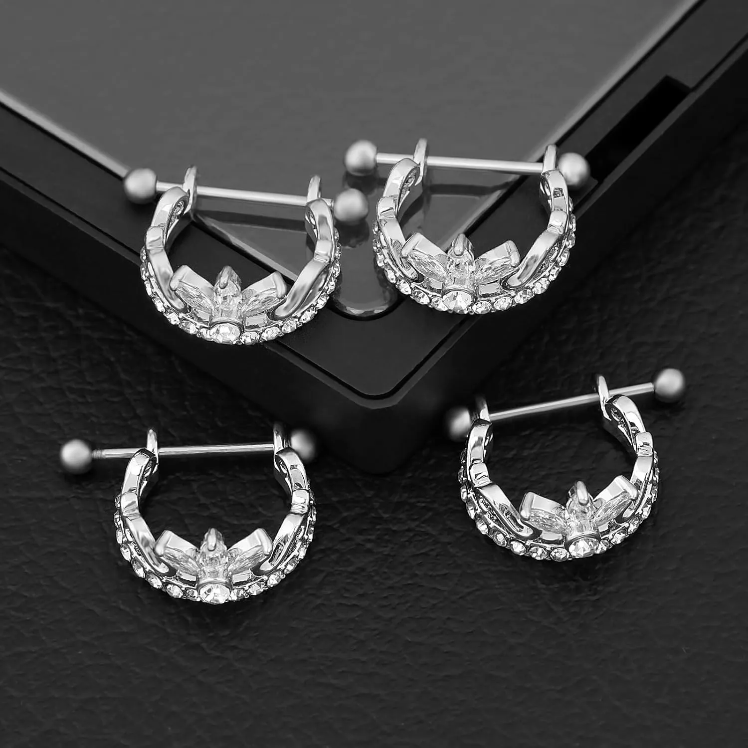 18G Nipple Piercing Jewelry, Surgical Steel Nipple Bars Clicker Nipple Barbell For Women Men 14mm, Gold and Silver, Set of 2 Pieces