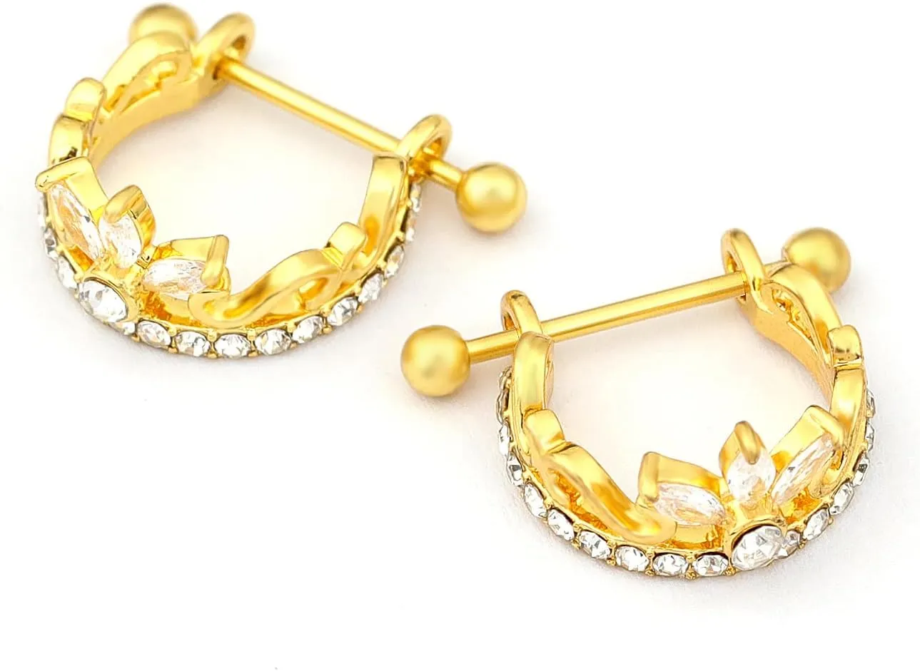 18G Nipple Piercing Jewelry, Surgical Steel Nipple Bars Clicker Nipple Barbell For Women Men 14mm, Gold and Silver, Set of 2 Pieces