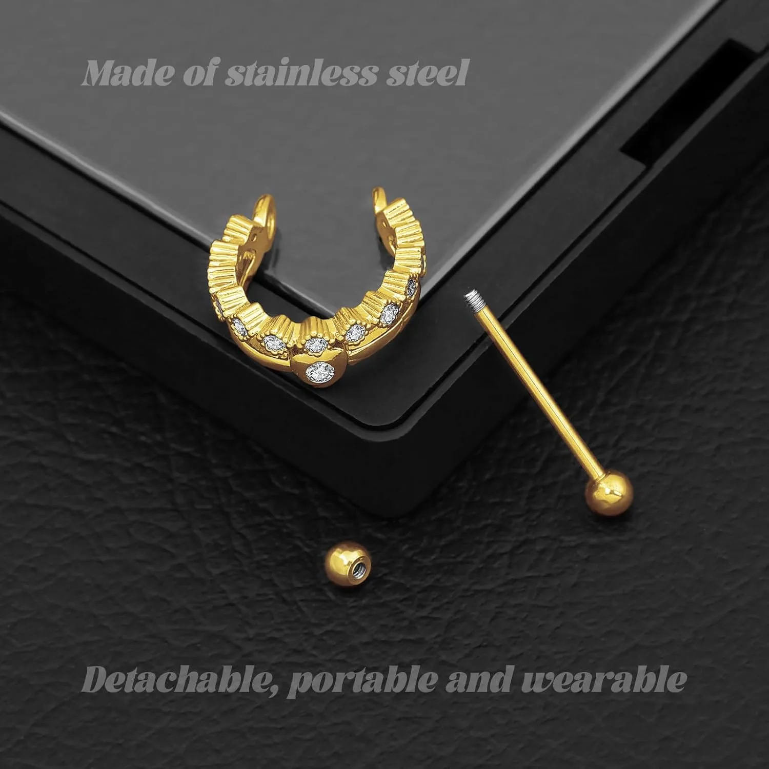 18G Nipple Piercing Jewelry, Surgical Steel Nipple Bars Clicker Nipple Barbell For Women Men 14mm, Gold and Silver, Set of 2 Pieces