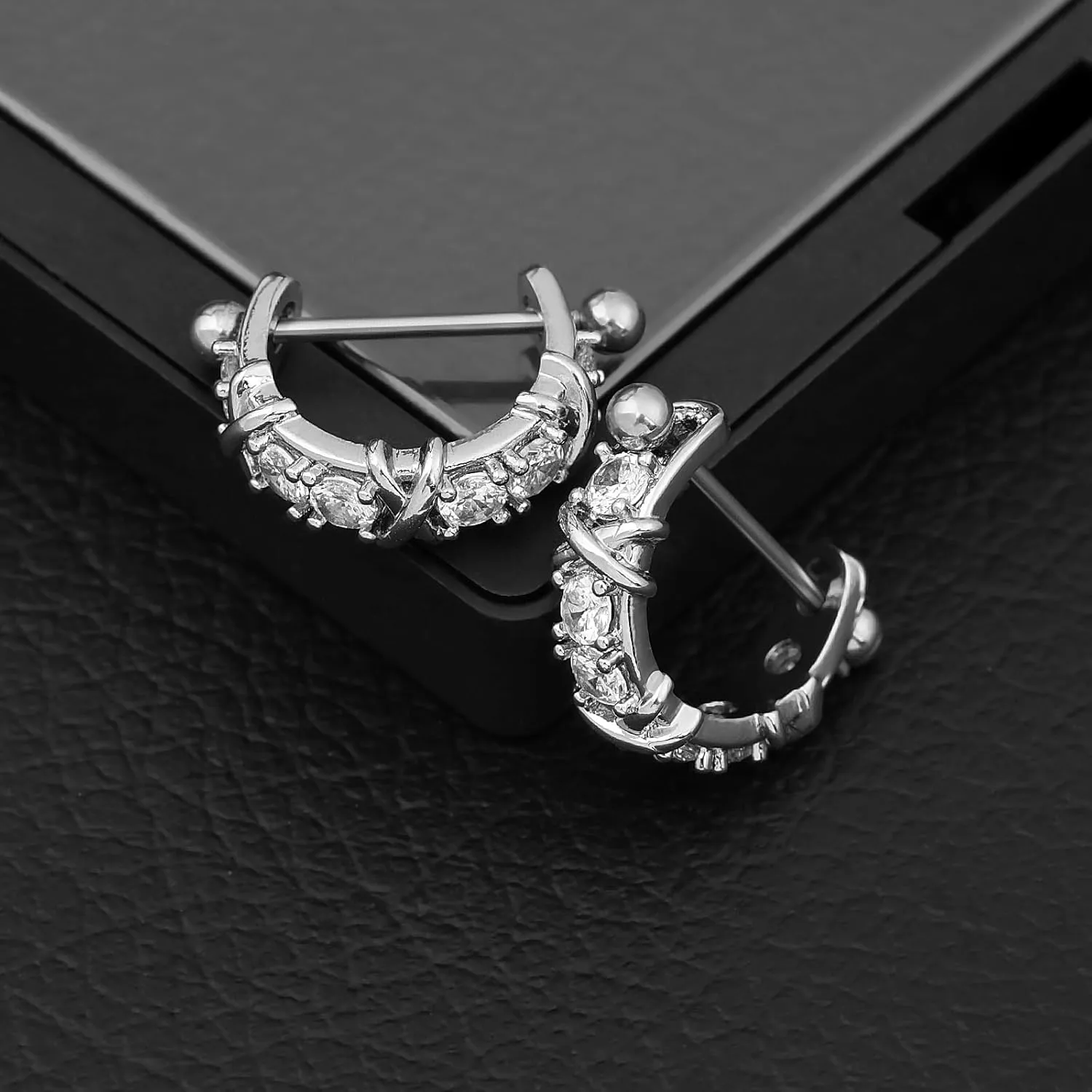 18G Nipple Piercing Jewelry, Surgical Steel Nipple Bars Clicker Nipple Barbell For Women Men 14mm, Gold and Silver, Set of 2 Pieces