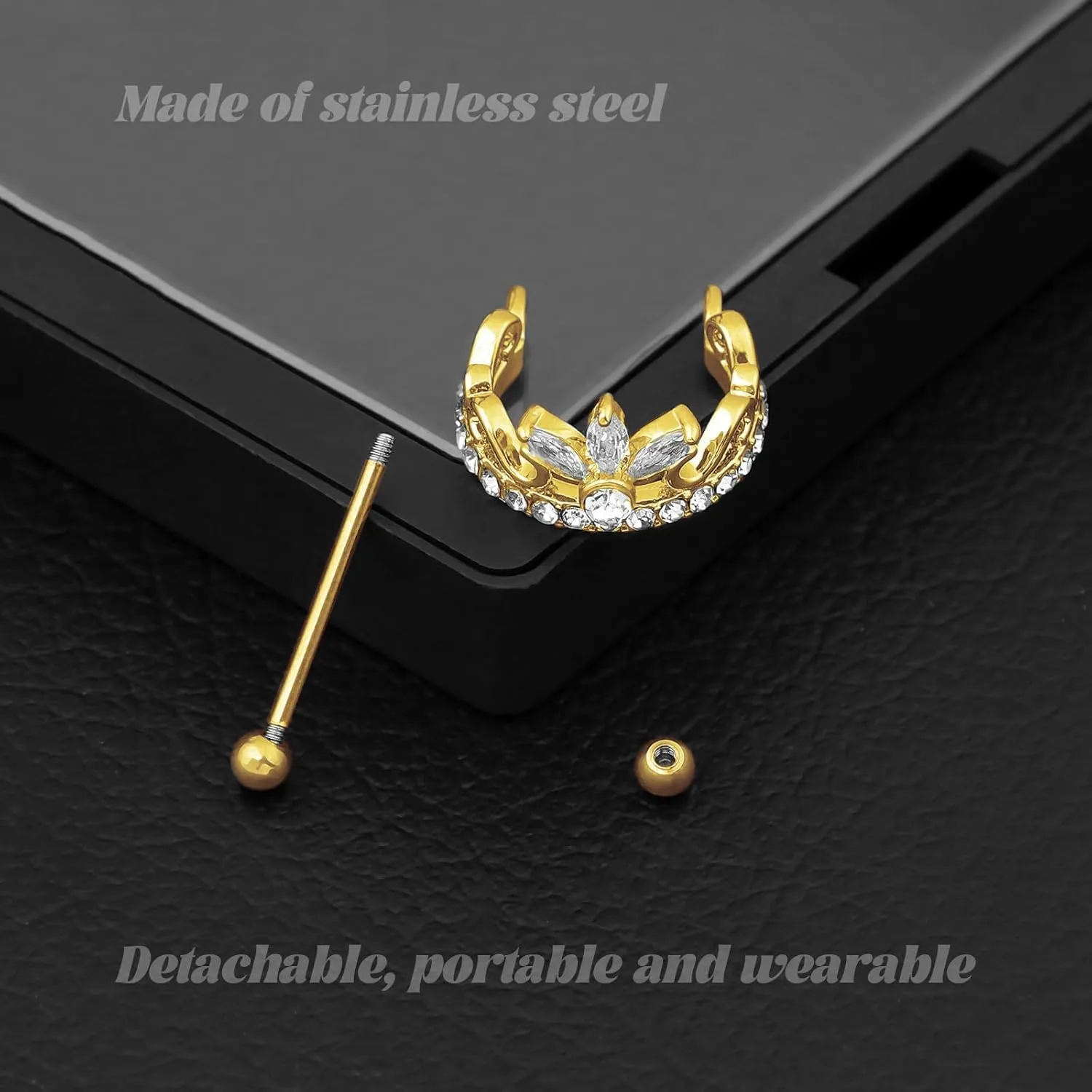 18G Nipple Piercing Jewelry, Surgical Steel Nipple Bars Clicker Nipple Barbell For Women Men 14mm, Gold and Silver, Set of 2 Pieces