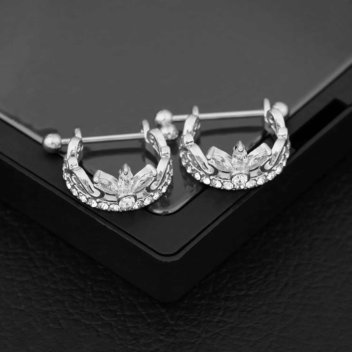 18G Nipple Piercing Jewelry, Surgical Steel Nipple Bars Clicker Nipple Barbell For Women Men 14mm, Gold and Silver, Set of 2 Pieces