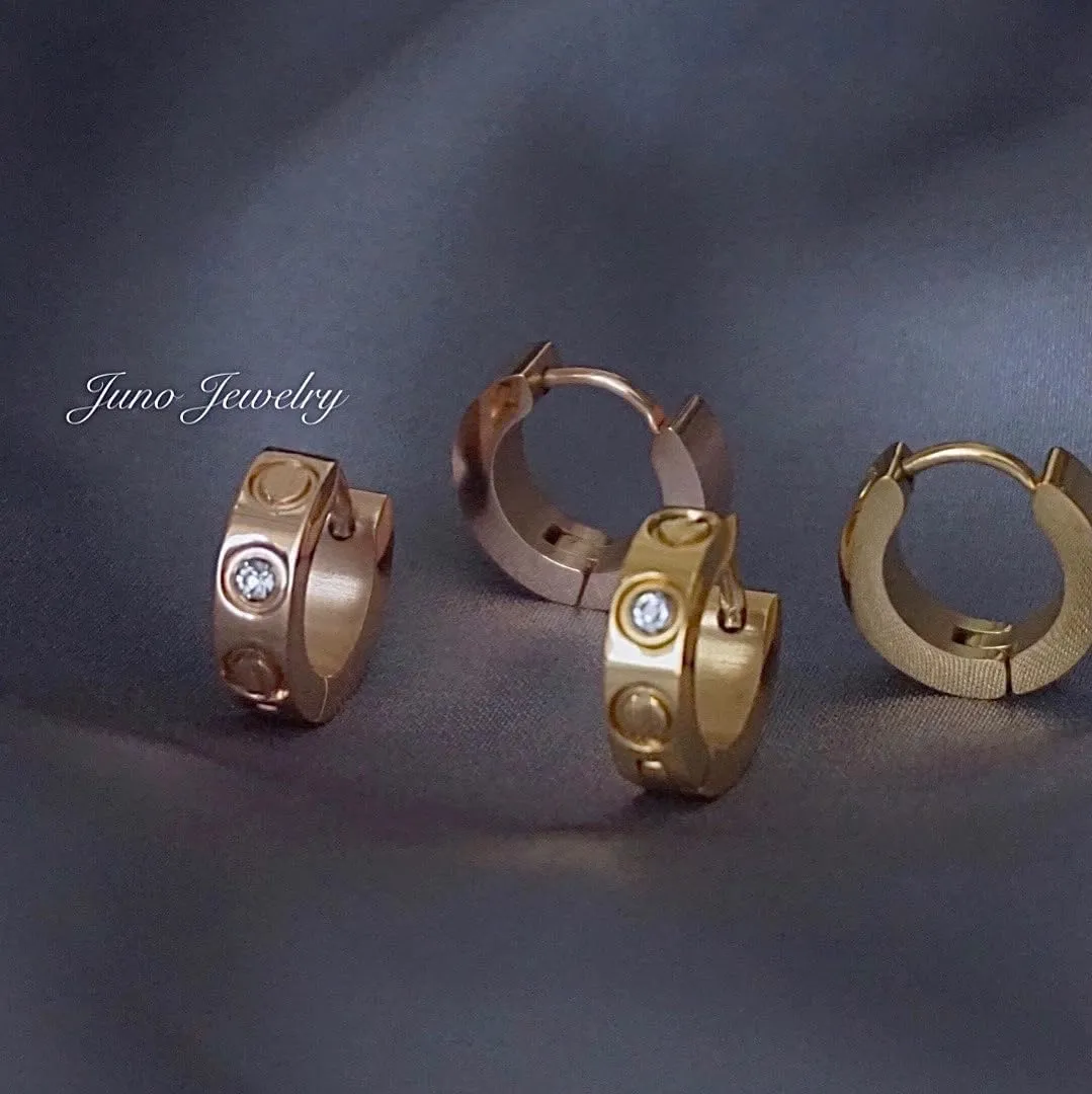 18k gold bag non-fading ear buckle simple versatile temperament earrings earrings couple