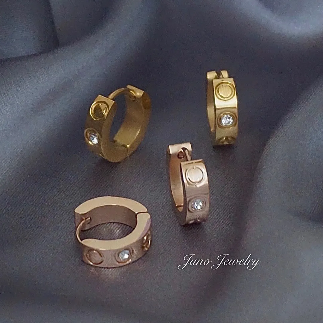 18k gold bag non-fading ear buckle simple versatile temperament earrings earrings couple