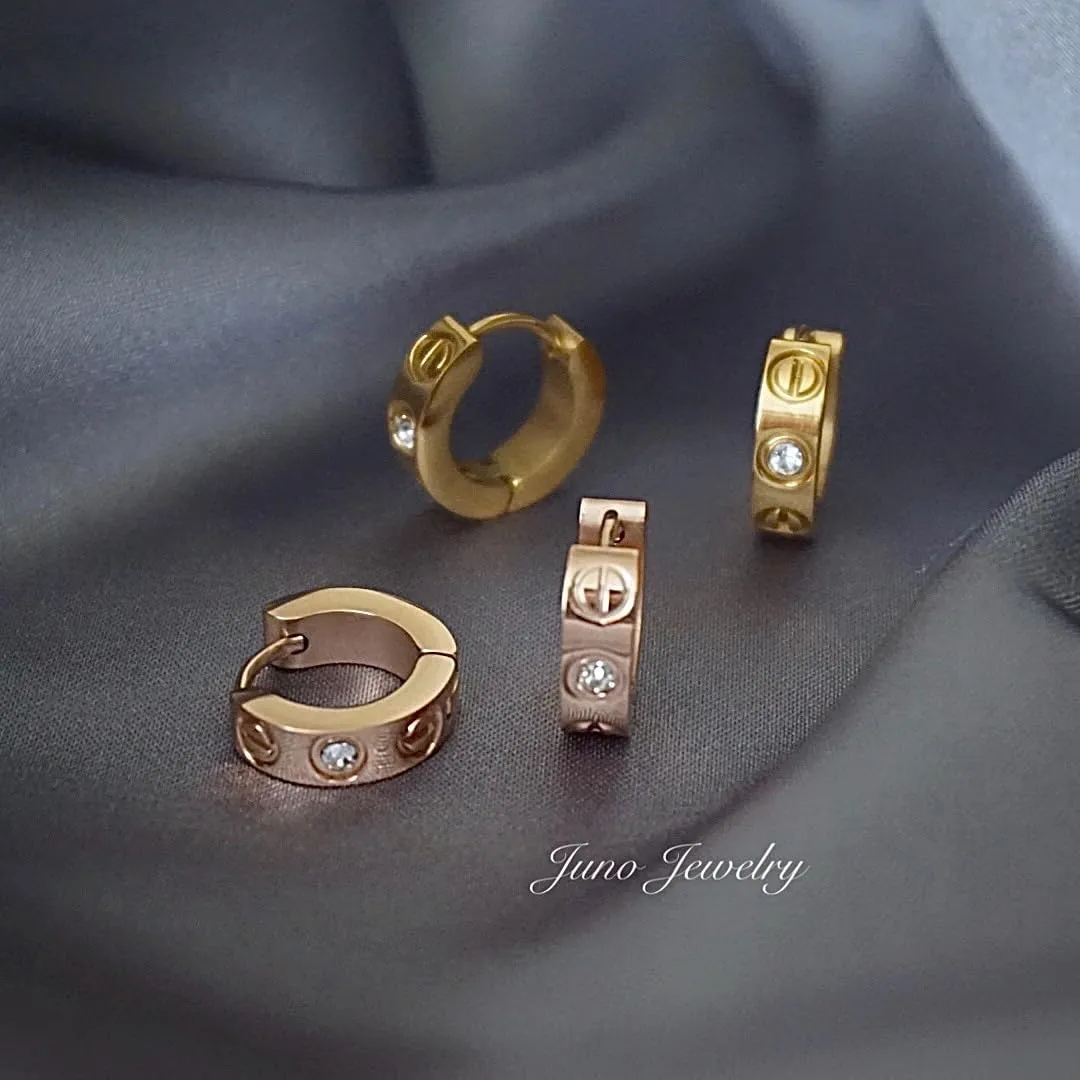 18k gold bag non-fading ear buckle simple versatile temperament earrings earrings couple