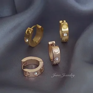 18k gold bag non-fading ear buckle simple versatile temperament earrings earrings couple