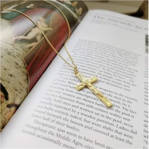 18K Gold color Jesus Cross Pendant Necklace 925 Sterling Silver Set 19"-21" Gift F15 charm original
