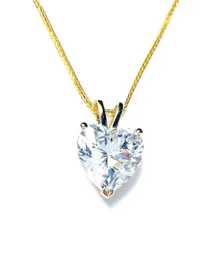 18k SOLID Gold LUXURY WOMENS DAY gift for her 8mm Diamond Necklace Pendant 1.5 carat HEART SOLITAIRE DIAMOND Heart Diamond Necklace YELLOW GOLD HANDMADE Jewellery for women Her Anniversary Woman's day