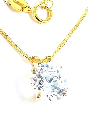 18k SOLID Gold LUXURY WOMENS DAY gift for her 8mm Diamond Necklace Pendant 1.5 carat SOLITAIRE DIAMOND Floating Diamond Necklace Yellow gold HANDMADE Jewellery for women