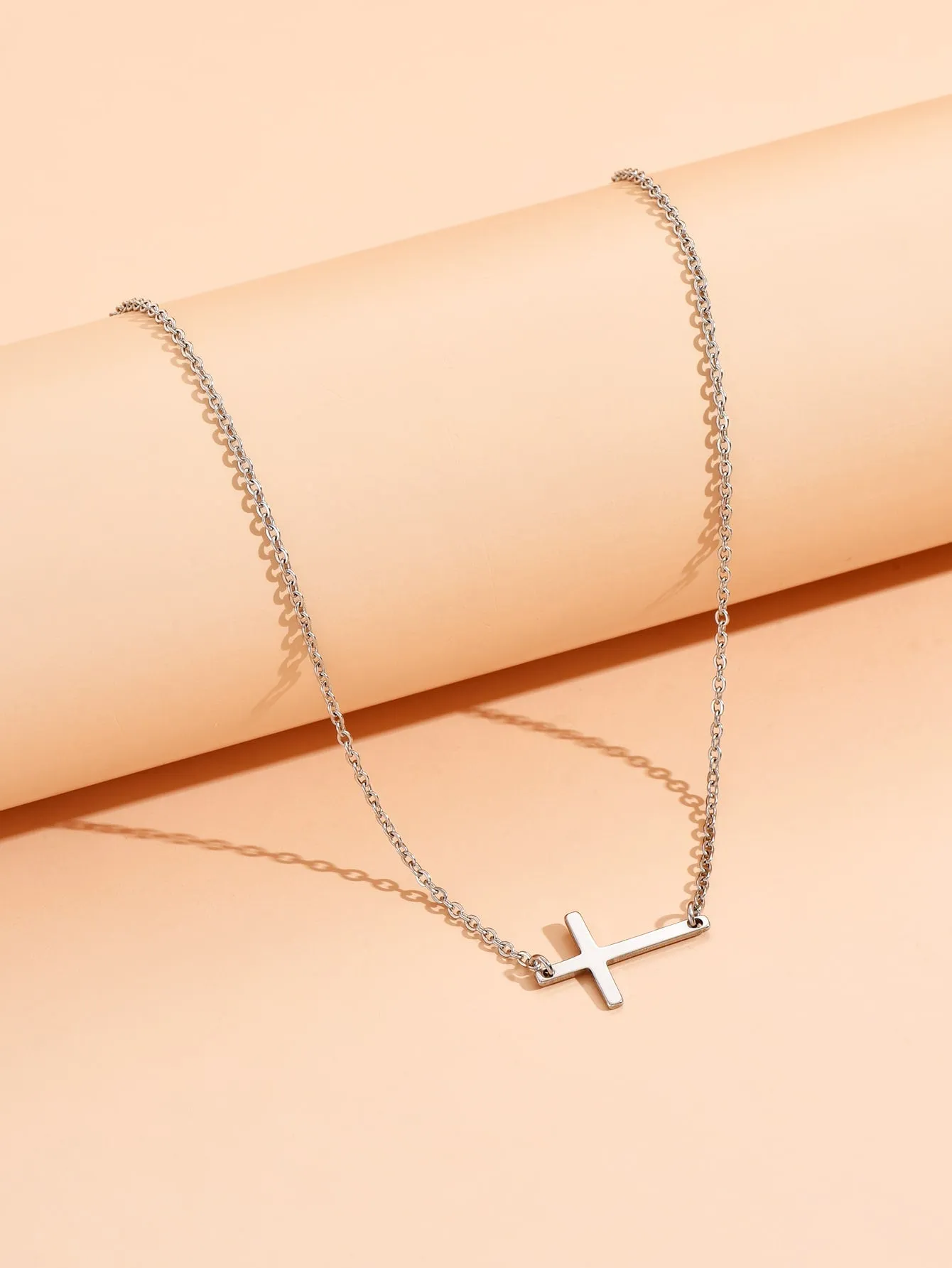 1pc Cross Charm Necklace, Stainless Steel Jewelry for Women Girls Accessories