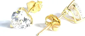 2 carat Diamond Earrings 18k SOLID GOLD Heart shaped Diamond Studs HANDMADE Jewelry gifts for women 6.5 mm Solitaire Heart Cut Diamond Earrings gift for Birthday Mothers Day Anniversary wife present