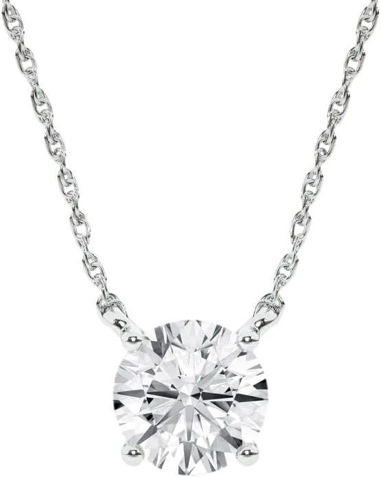 2 Carat Lab Grown Diamond Necklaces for Women | Solid 14K White Gold | GH VS SI Diamond Pendant | Ideal Gift for Her | Variety of Shapes to Choose From