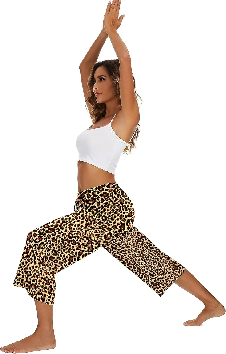 2 Pack Womens Pajama Pants Capri Sleep Lounge Pants Drawstring Pj Bottoms with Pockets