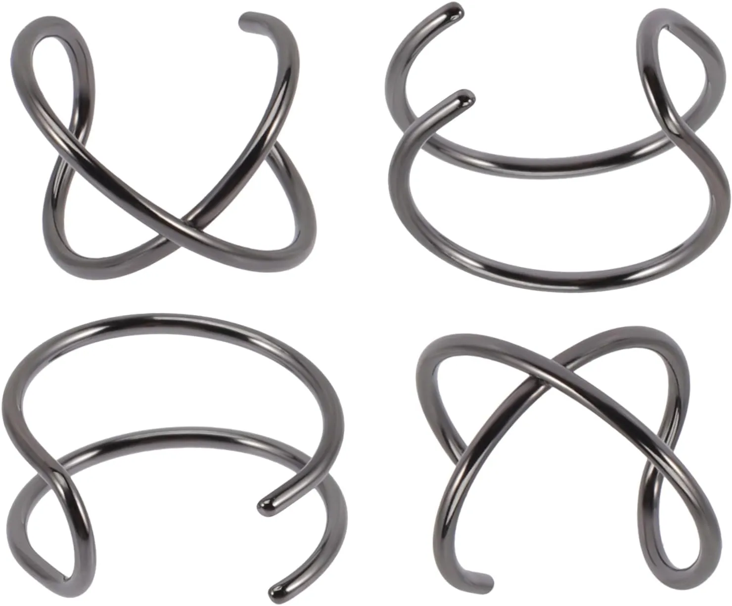 2 Pairs Non Piercing Ear Cuffs Cross Helix Earrings for Women Men Ear Cuff Set