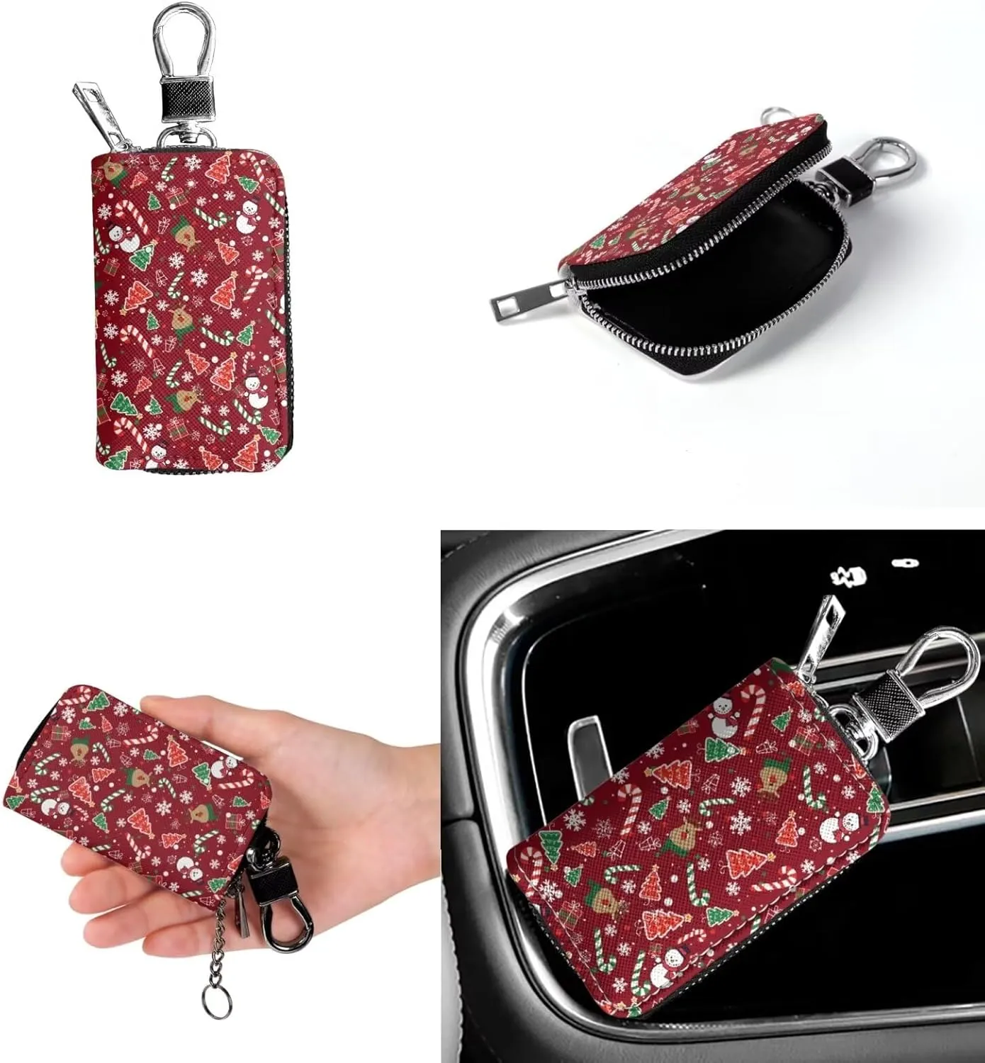 2 Pcs Messenger Bag for Women Crossbody Leather Waterproof Satchel Bag Matching Car Key Fob Protector Case