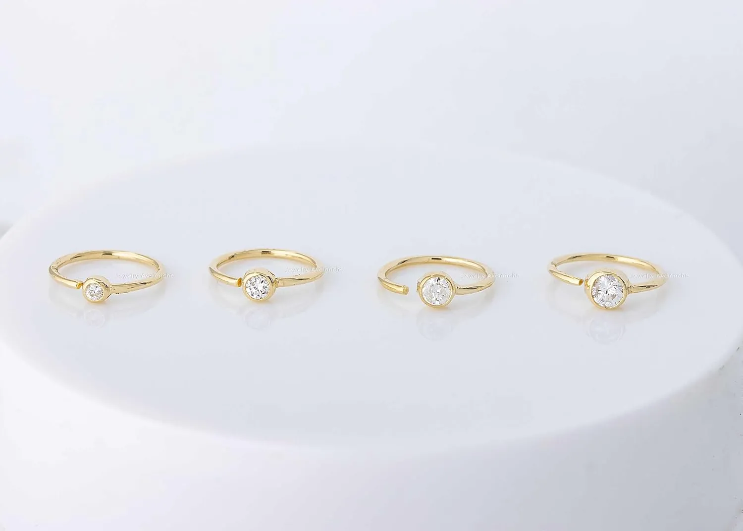 20G 14K Gold Solitaire Diamond Nose Hoop Ring 0.015-0.11 carat Bezel Set Diamond 8mm Twist-open Nostril Ring Cartilage Hoop Tragus Ring Unisex