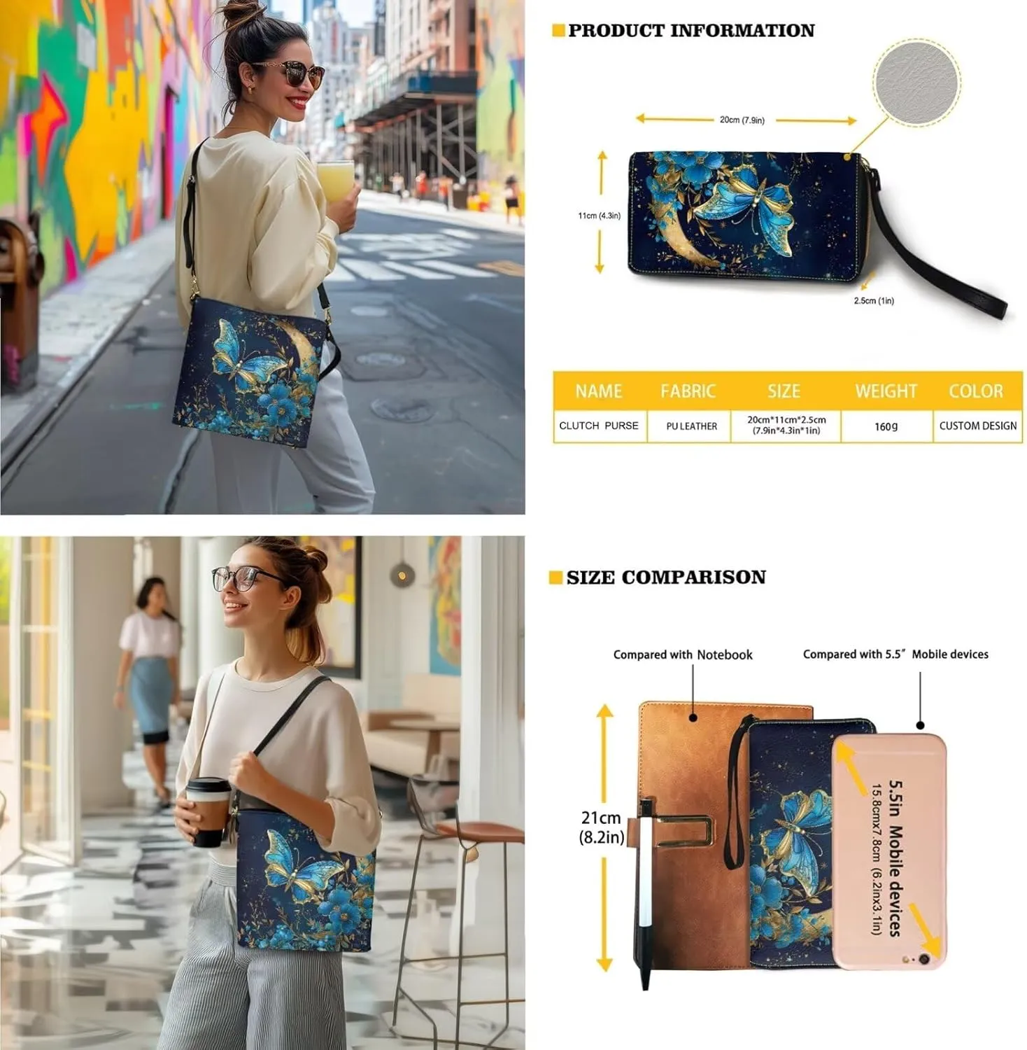 2PC Leather Purse and Wallet Set for Women Lady Large Crossbody Bucket Tote Bag with PU Wallet