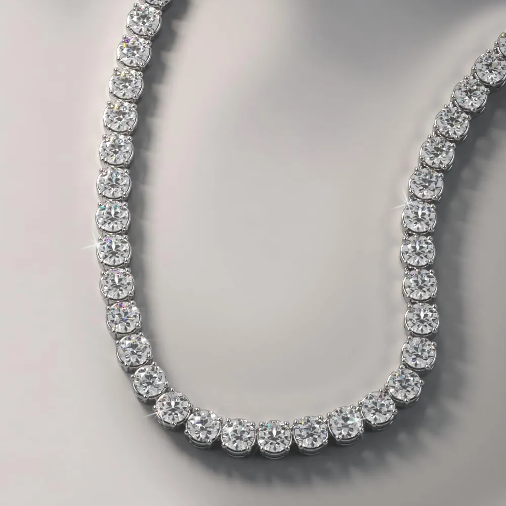31.75 Ct. Avariah 14k Solid Yellow Gold Natural Round Brilliant Shape Timeless Dreams Riviera Diamond Necklace 18" (F-G Color, VS2-SI1 Clarity)