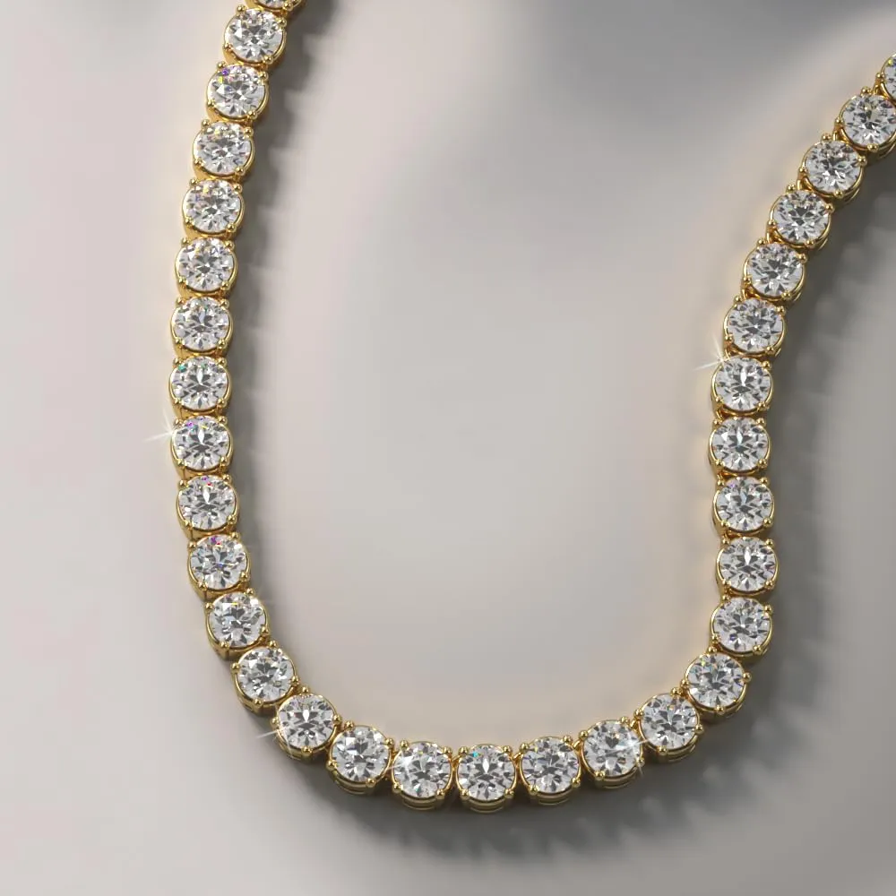 31.75 Ct. Avariah 14k Solid Yellow Gold Natural Round Brilliant Shape Timeless Dreams Riviera Diamond Necklace 18" (F-G Color, VS2-SI1 Clarity)