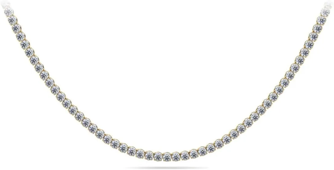 31.75 Ct. Avariah 14k Solid Yellow Gold Natural Round Brilliant Shape Timeless Dreams Riviera Diamond Necklace 18" (F-G Color, VS2-SI1 Clarity)
