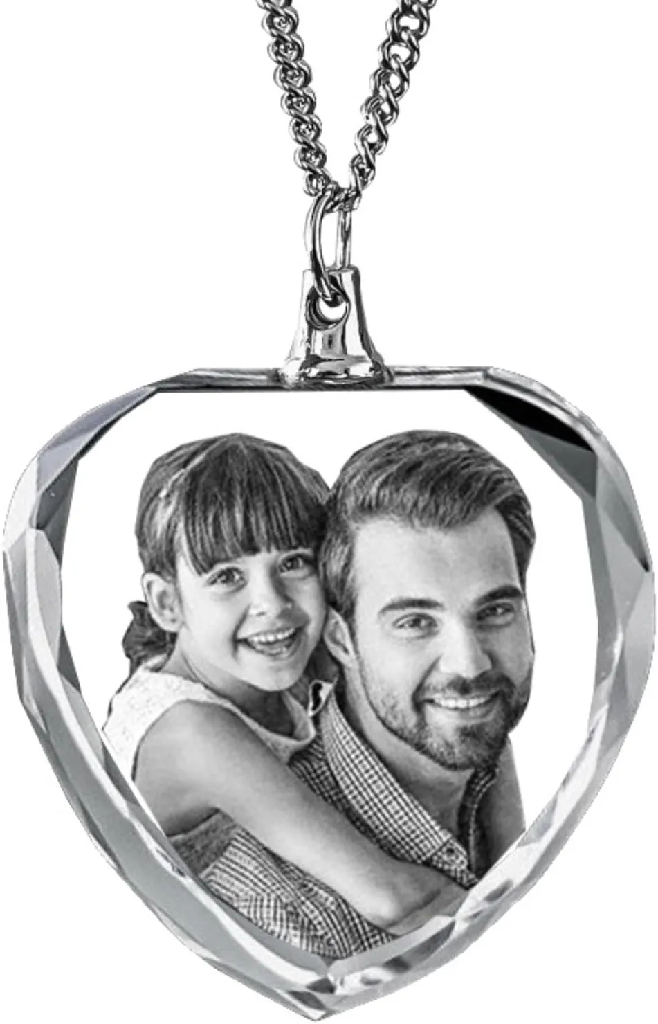 3D Crystal Photo Personalized Necklace,Custom 2D/3D Picture Heart Necklace Personalized Photo Laser Engraved Necklace Chain with Picture Customized Gift for Mom,Men,Women,Him