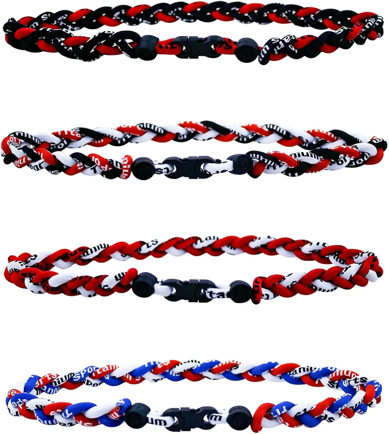4 Pieces Baseball Player Necklaces with 3 Braided Rope and 2 Braided Rope, Tornado Titanium Necklaces for Boys and Men Softball Sport