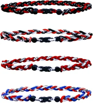 4 Pieces Baseball Player Necklaces with 3 Braided Rope and 2 Braided Rope, Tornado Titanium Necklaces for Boys and Men Softball Sport