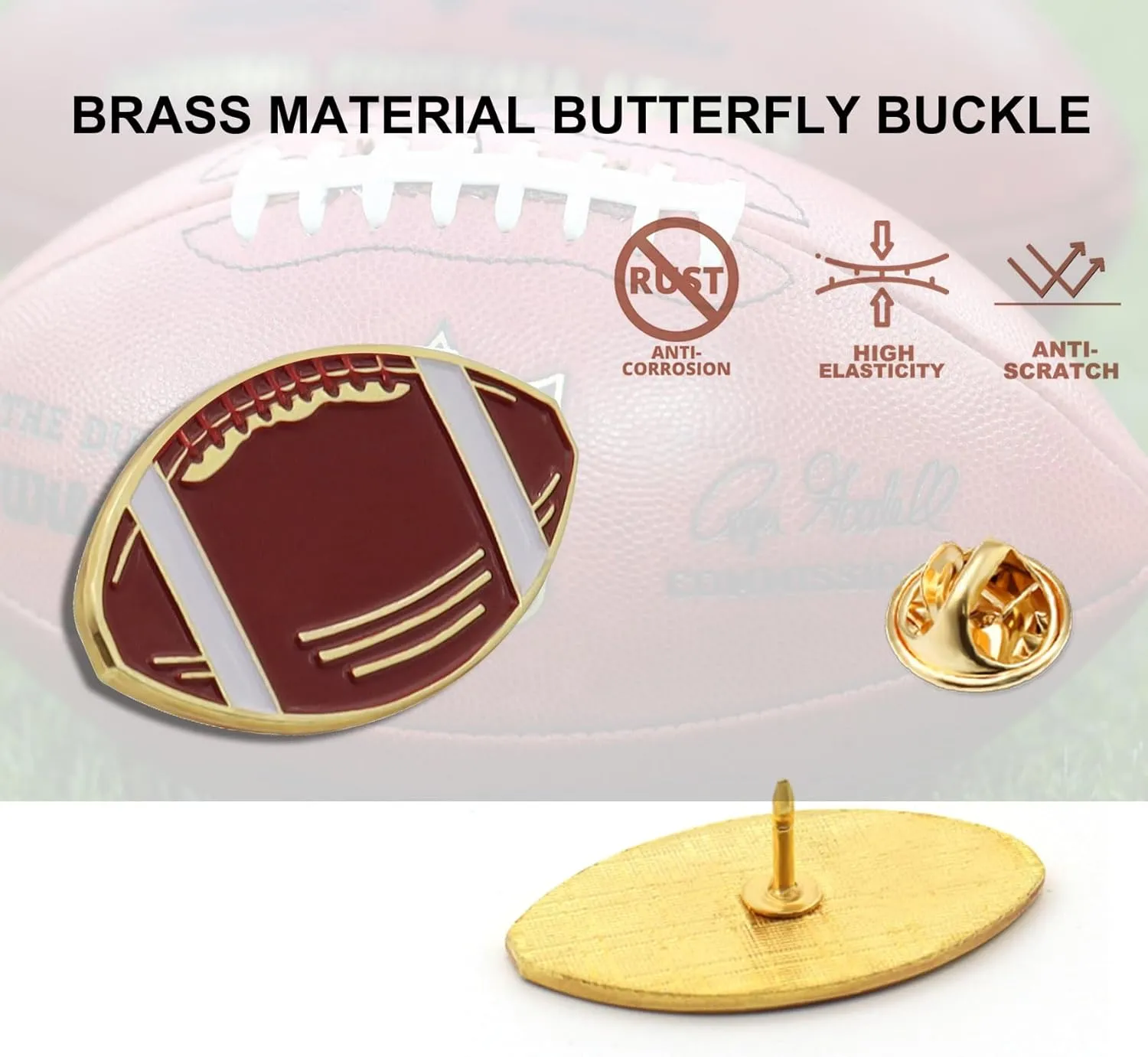 6/12/50/100Pcs Football Sports Enamel lapel Pin School Sports Pins For Student School Backpack Hat Decor